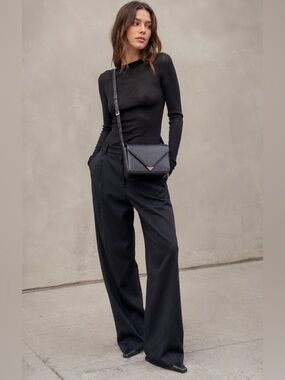 Alexander Wang Prisma Envelope Black Leather Crossbody Shoulder Bag